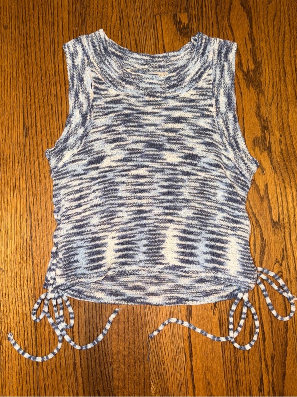 Sadie & Sage Blue and White Side-Tie Knit Tank Top Fitted Striped NWOT
